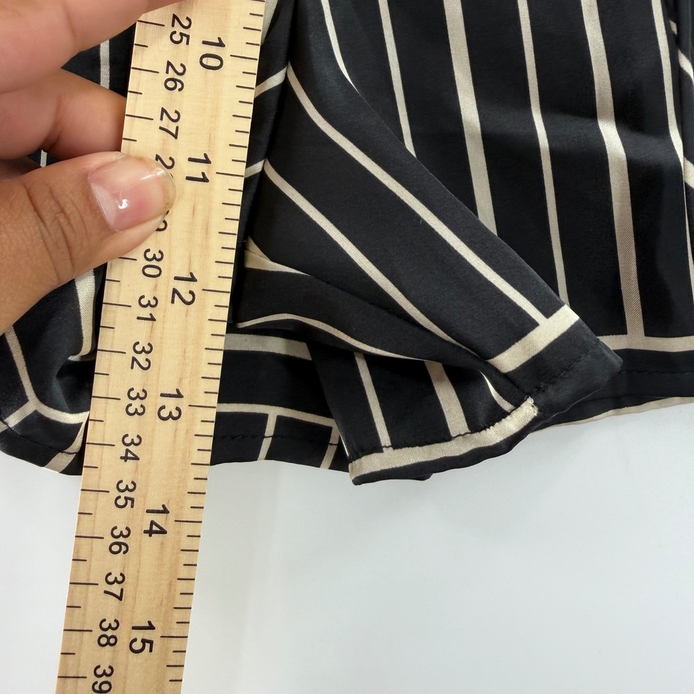 Como Sleep Womens Pajama Shorts Black Cream Striped Satin Drawstring Medium NEW - Picture 6 of 11